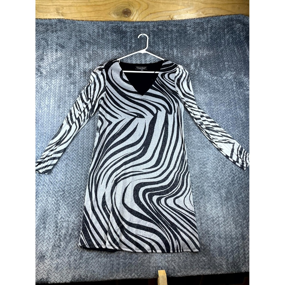 Billie & Blossom by Dorothy Perkins Sheath Dress Womens 8 Black Gray Zebra Print